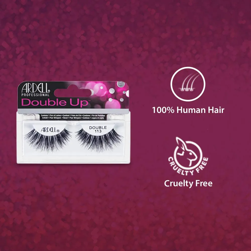 Ardell False Eyelashes Double Up 113 - Reusable Dramatic Volume Lashes, Eye Makeup Beauty Enhancement, 4 Pack