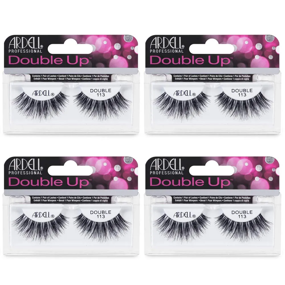 Ardell False Eyelashes Double Up 113 - Reusable Dramatic Volume Lashes, Eye Makeup Beauty Enhancement, 4 Pack