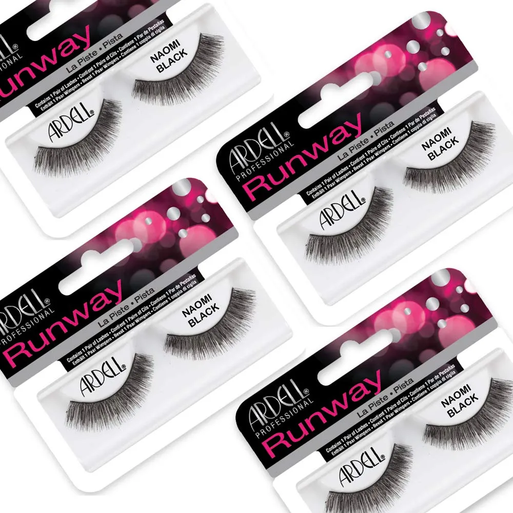 Ardell False Eyelashes Naomi Black - Full Volume, Natural Look Lashes, Comfortable Wear, 4-Pack