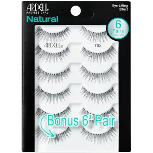 Ardell False Eyelashes, Natural Lashes 110 - Lightweight Reusable Strip Lashes, Eye-Lifting Effect, 5 Pairs   Bonus Pair