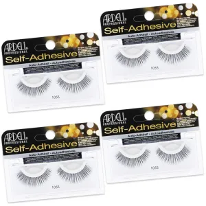 Ardell False Eyelashes Self-Adhesive 105S, Faux Mink Lashes Natural Look Strip Lash, Eye Makeup, Reusable, 4 Pack