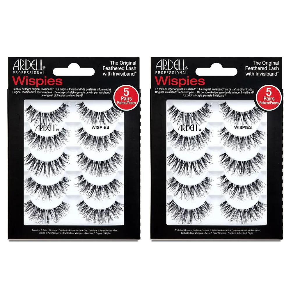 Ardell False Eyelashes Wispy Lashes, Easy Application, Natural Look, Reusable Lashes - Black, 2 Pack