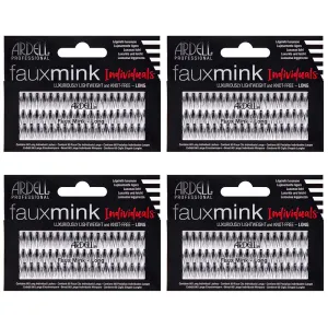 Ardell Faux Mink Individual Lashes - Long Black, Lightweight, Natural-Looking DIY Lash Clusters, Reusable Fake Eyelashes, 4 Pack