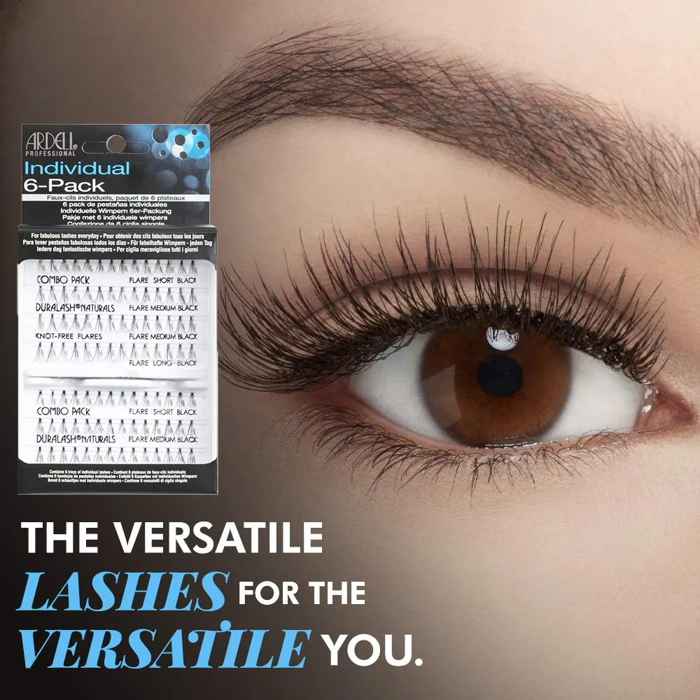 Ardell Individual Lashes - Combo Black, Knot-Free Lash Clusters, DIY Eyelash Extensions, Lightweight & Customizable False Eyelashes, 6 Pack