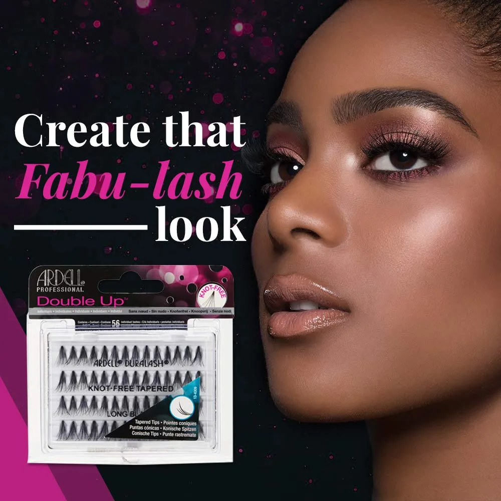 Ardell Individual Lashes False Eyelashes Double Up Soft Touch - Long, Black, DIY Lash Clusters, Reusable Eyelash Extensions, 4 Pack