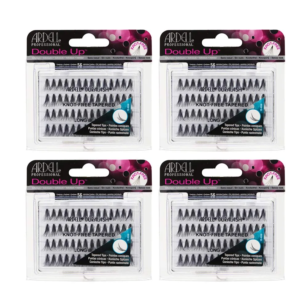 Ardell Individual Lashes False Eyelashes Double Up Soft Touch - Long, Black, DIY Lash Clusters, Reusable Eyelash Extensions, 4 Pack