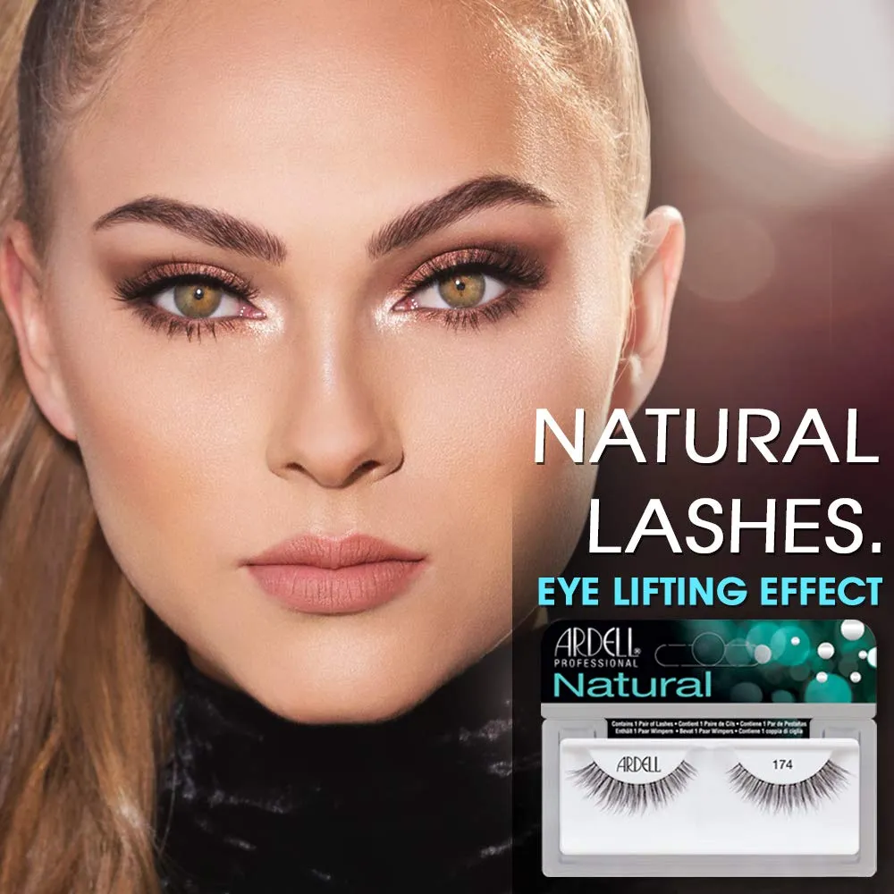Ardell Lashes Natural 174 - Lightweight, Natural Looking False Eyelashes, Long-Lasting Strip Lash for Everyday Wear, 4 Pack