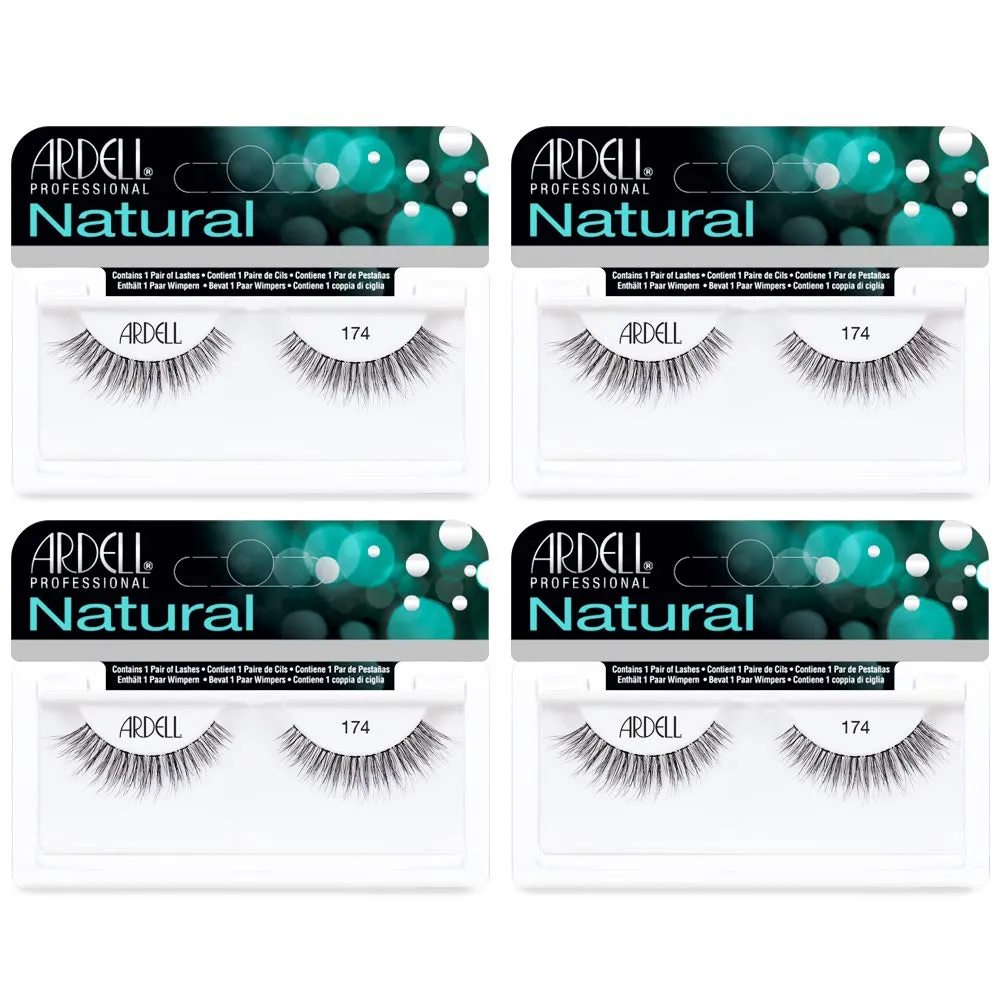 Ardell Lashes Natural 174 - Lightweight, Natural Looking False Eyelashes, Long-Lasting Strip Lash for Everyday Wear, 4 Pack