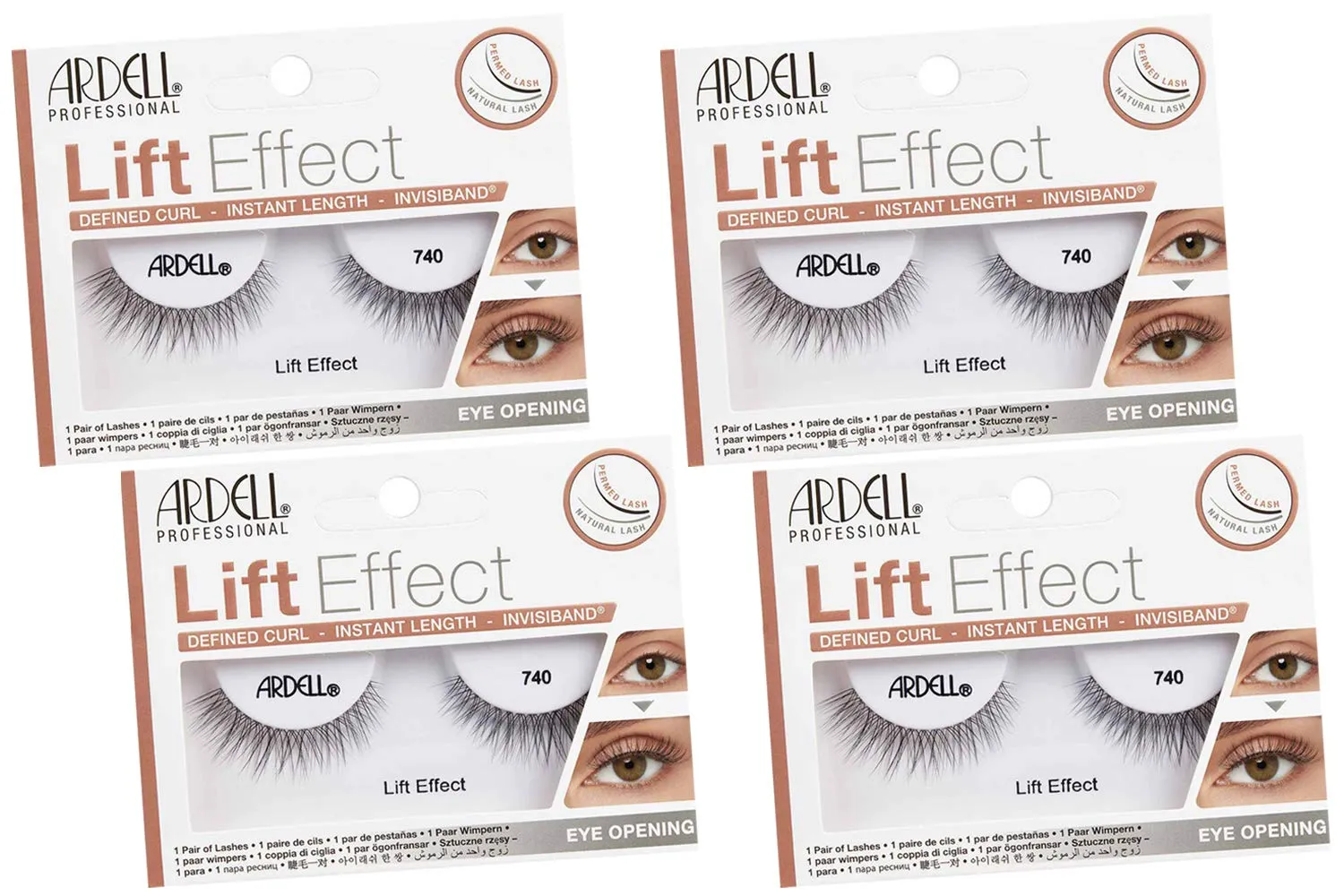 Ardell Lift Effect False Strip Lashes #740, 4 packs