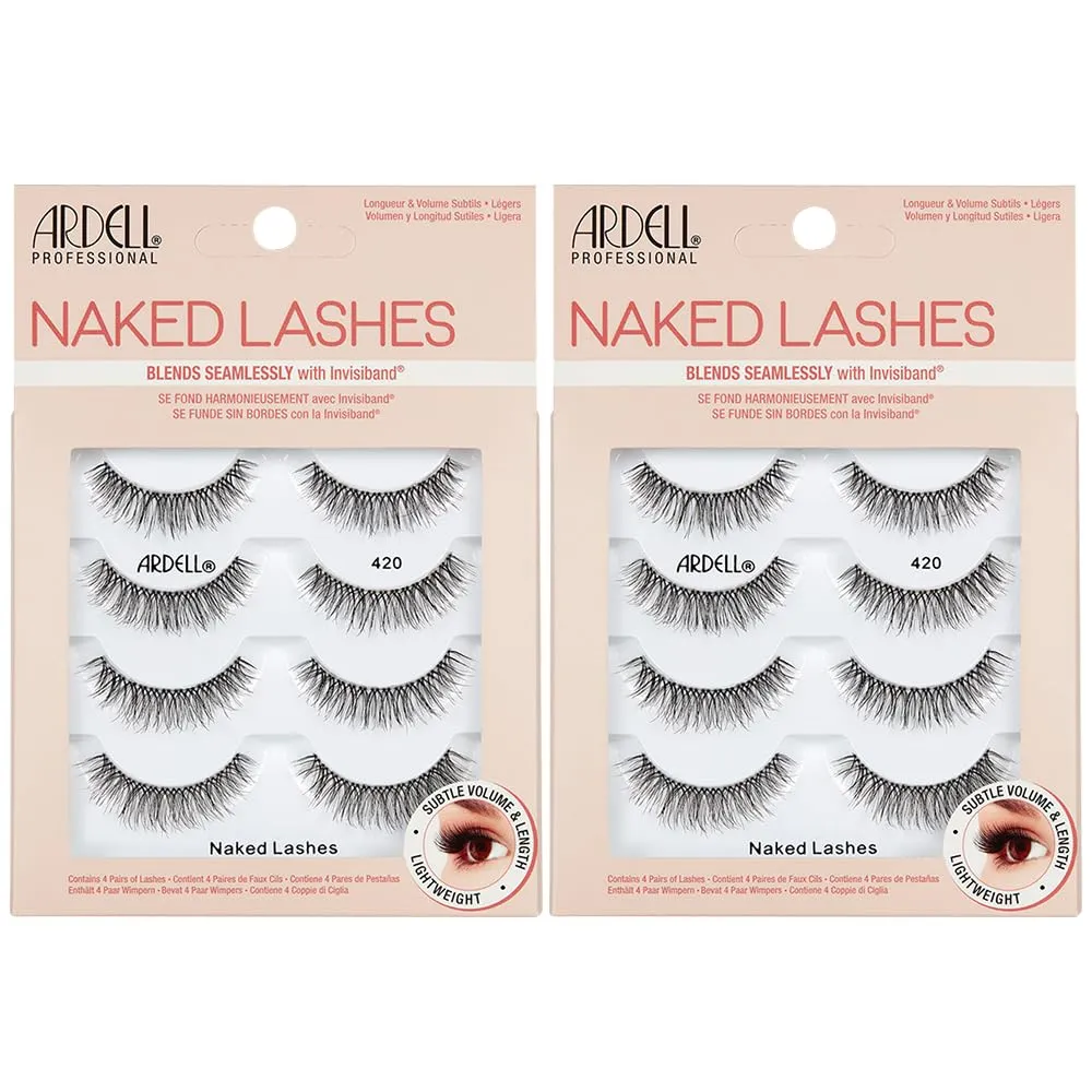 Ardell Naked Strip Lashes 420 - Soft Lightweight Fibers, Natural Look, Comfortable & Easy Application False Eyelashes, 4 Pairs, 2 Pack