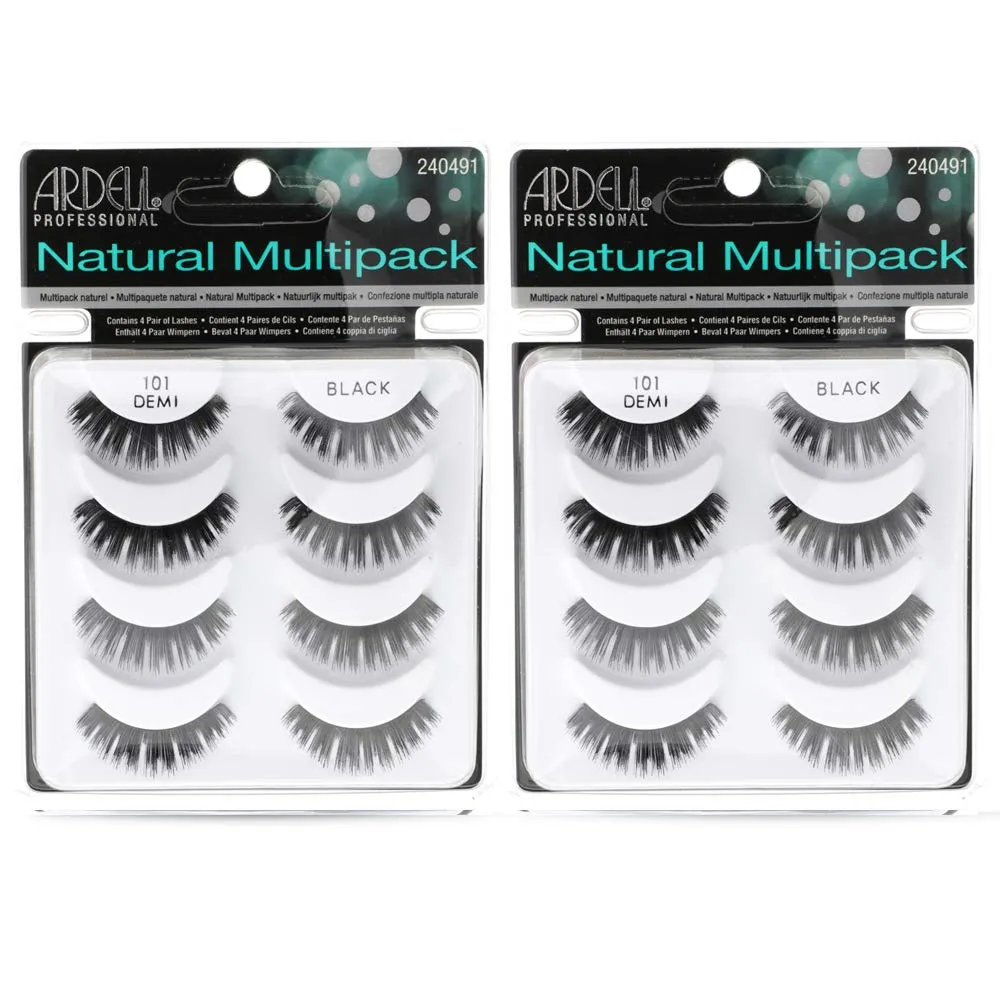 Ardell Natural Lashes Multipack, Demi Wispies #101 - Black, Lightweight, Natural Looking False Eyelashes, 2 Pack
