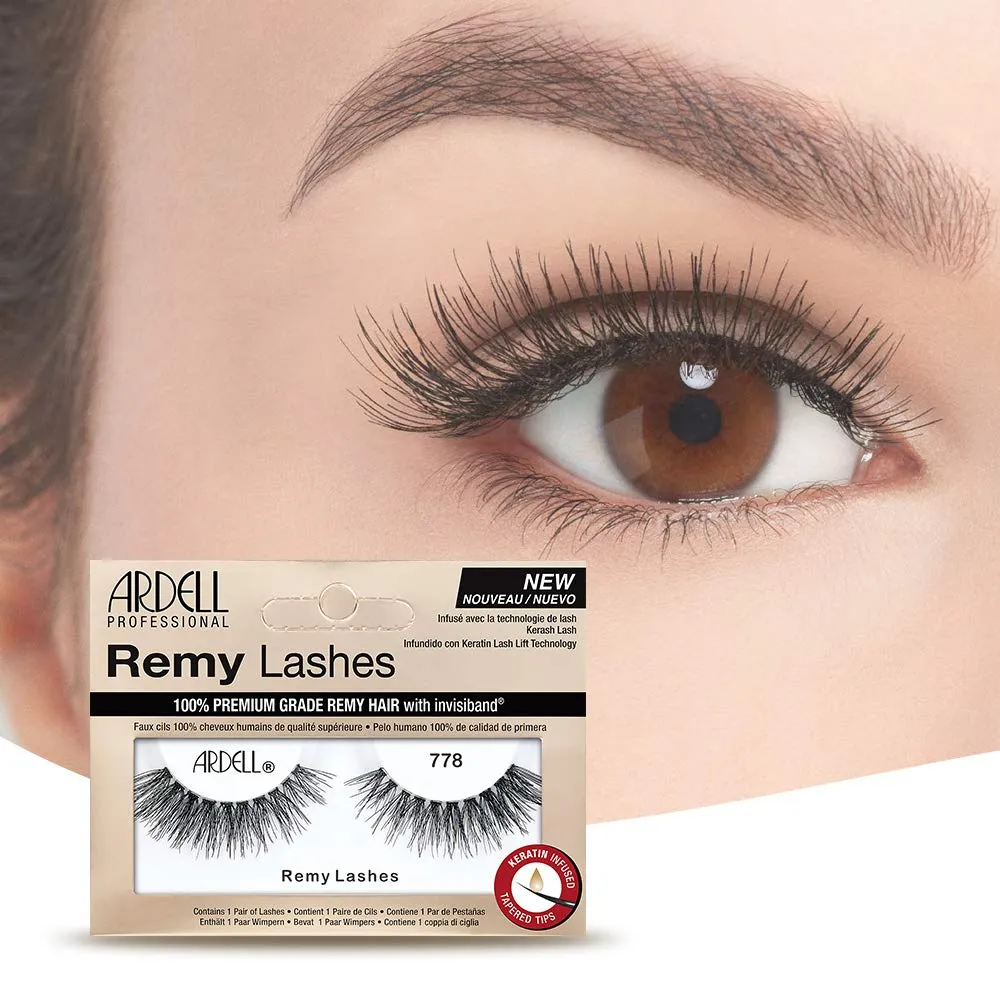 Ardell Remy Lash 778, Premium Grade Remy Hair False Lashes with Invisiband, 4 pairs