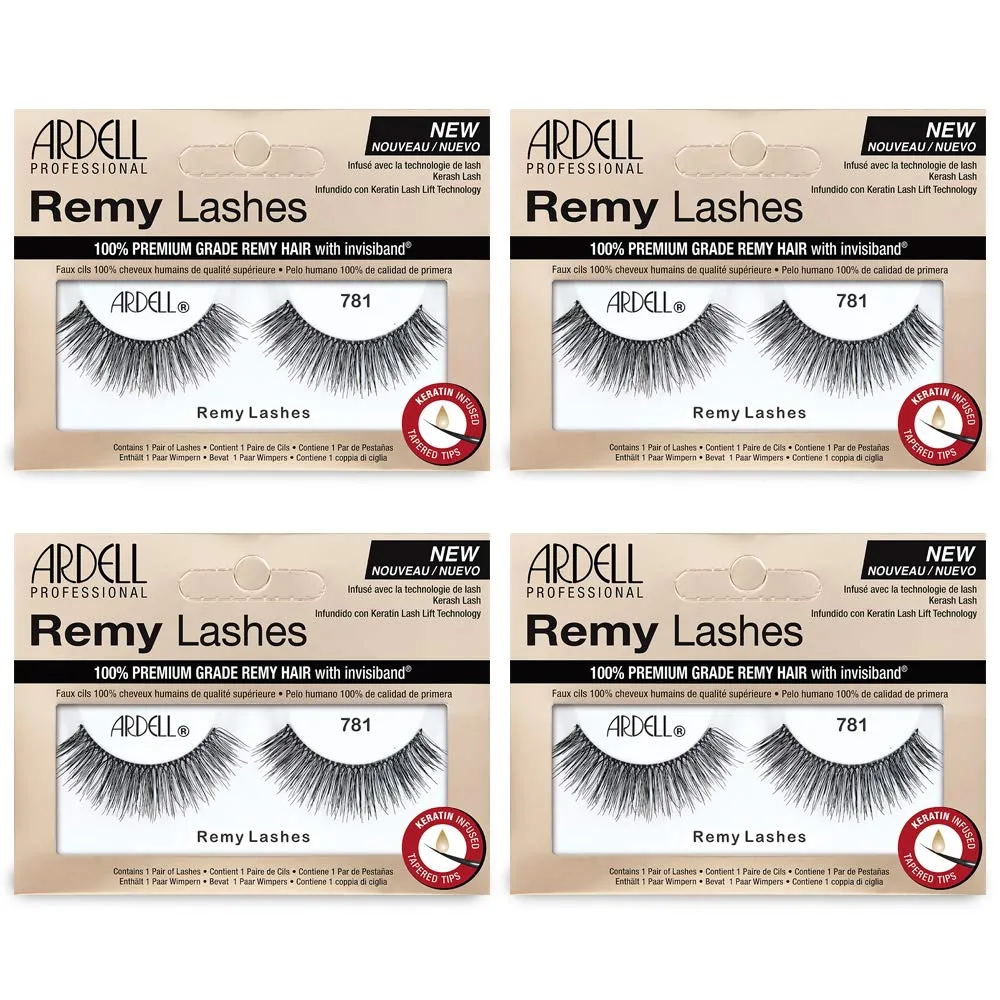 Ardell Remy Lash 781, Premium Grade Remy Hair False Lashes with Invisiband, 4 pairs