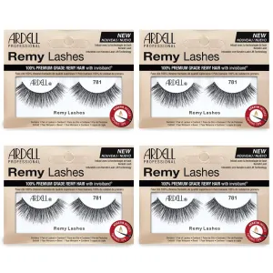 Ardell Remy Lash 781, Premium Grade Remy Hair False Lashes with Invisiband, 4 pairs