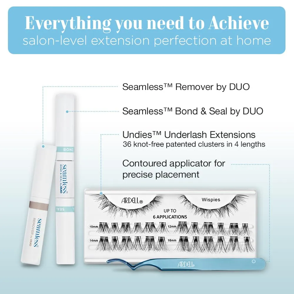 Ardell Seamless Eyelash Extension Kit, Wispies - Customizable DIY Lash Clusters, Includes Bond & Seal and Applicator for Long-Lasting Natural Lashes, 1 Pack