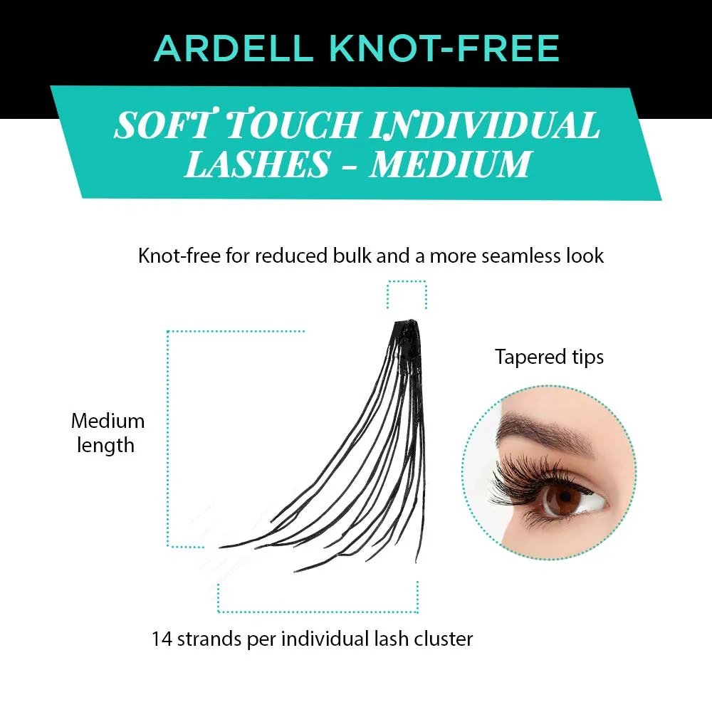 Ardell Soft Touch Individual Lashes – Knot-Free Lash Clusters, Medium Tapered False Eyelashes, 4 Pack
