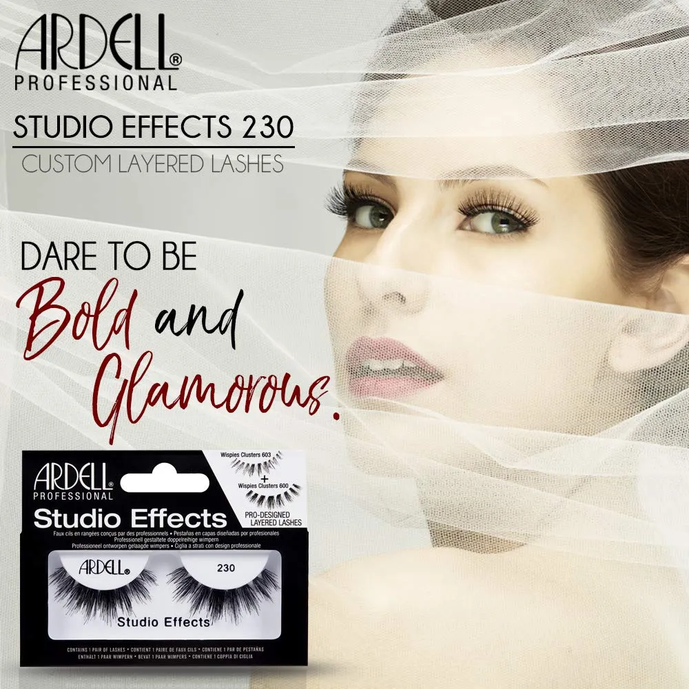 Ardell Studio Effects False Eyelashes, 230 - Reusable, Dramatic Volume Lashes for Glamorous Eye Makeup, 4-Pack