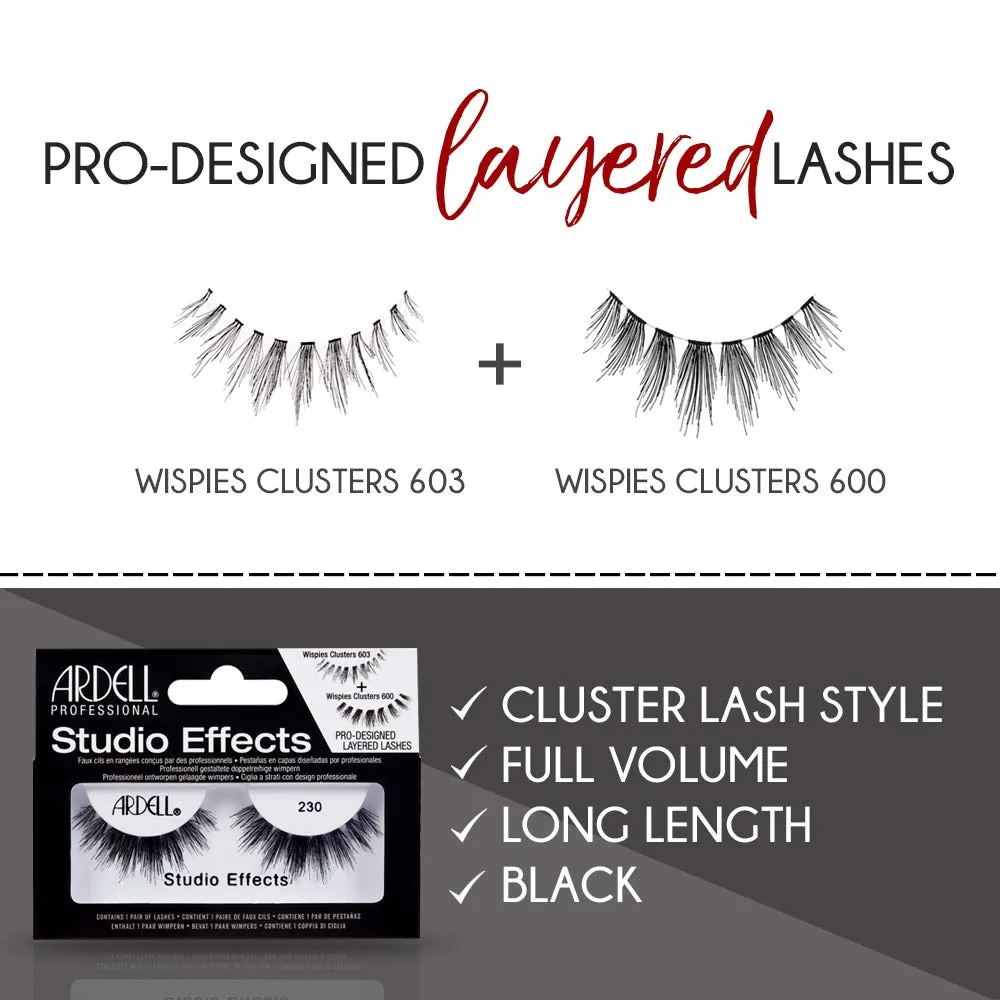 Ardell Studio Effects False Eyelashes, 230 - Reusable, Dramatic Volume Lashes for Glamorous Eye Makeup, 4-Pack