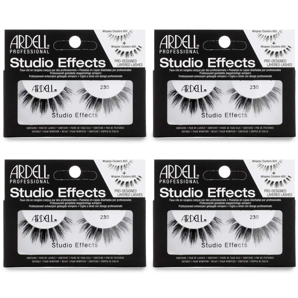 Ardell Studio Effects False Eyelashes, 230 - Reusable, Dramatic Volume Lashes for Glamorous Eye Makeup, 4-Pack