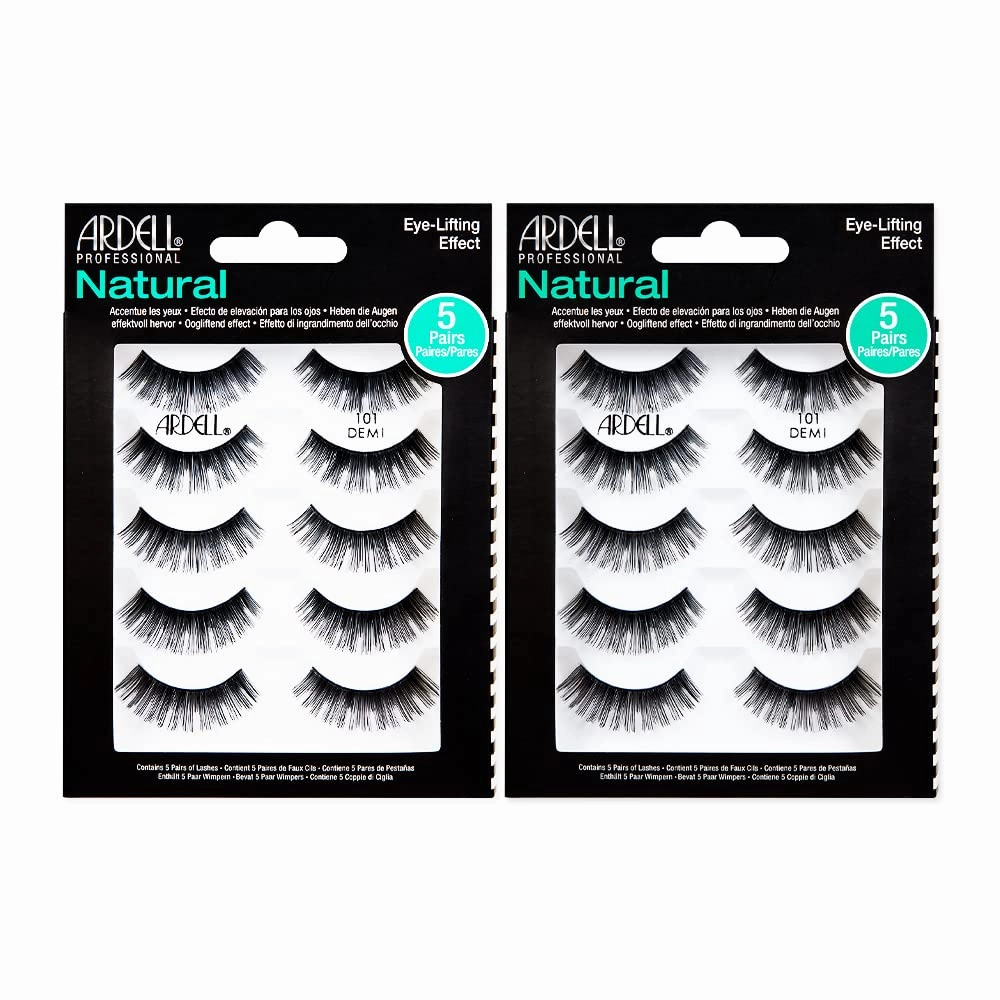 Ardell Natural Lashes Demi Wispies False Eyelashes 101 - Soft, Eye-Lifting Effect, Reusable Strip Lashes for Everyday Wear, 2 Pack