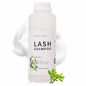 Arison Eyelash Eyelash Extension Shampoo 600ml / Eyelid Foaming Cleanser/Wash for Extensions and Natural Lashes/Paraben & Sulfate Free Safe Makeup & / Professional & Self Use (Green Tea)