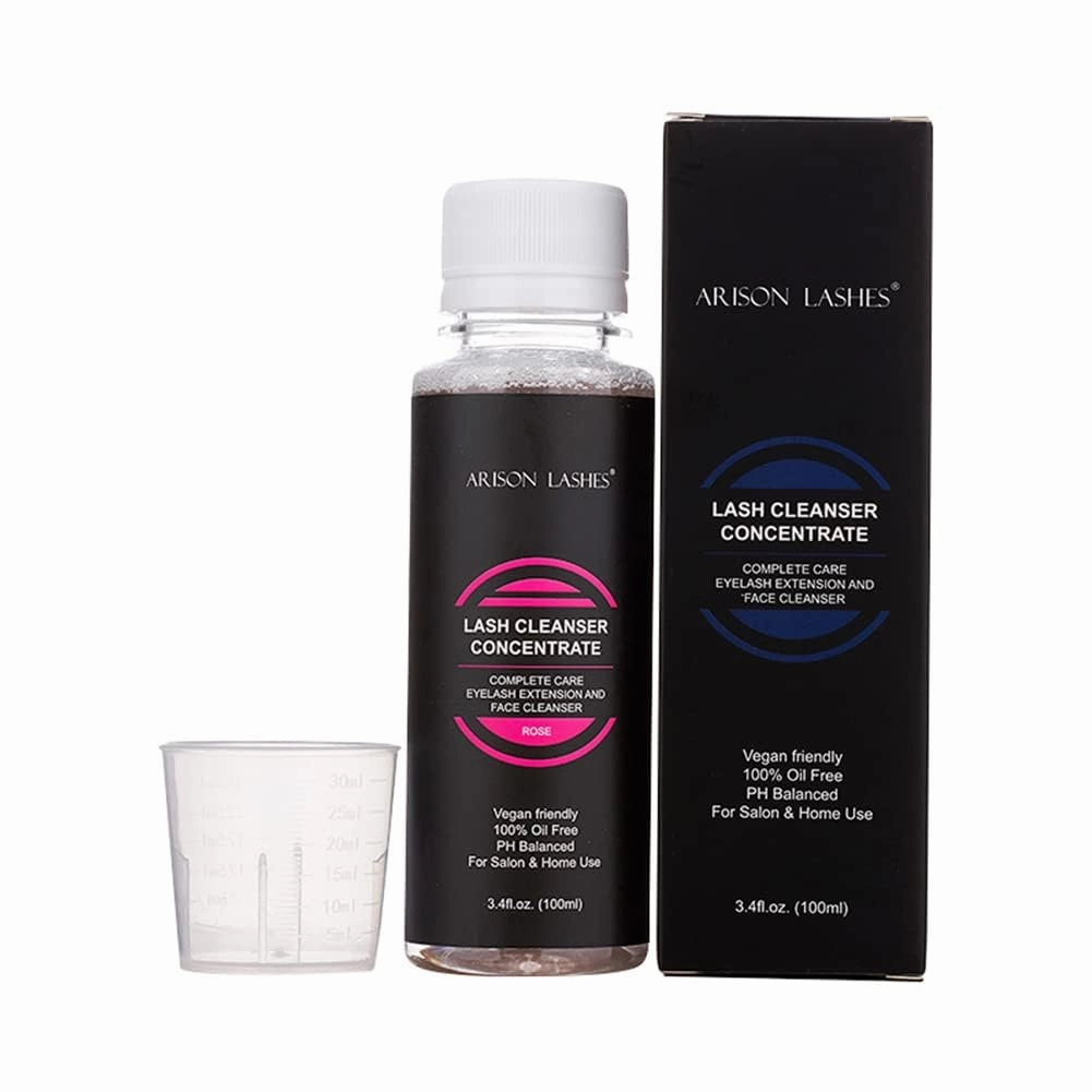 ARISON LASHES Lash Shampoo Concentrate for Lash Extensions Eyelash Cleanser Concentrate Oil-Free Eyelash Extension Shampoo with Salon Home Care(100ML Rose)