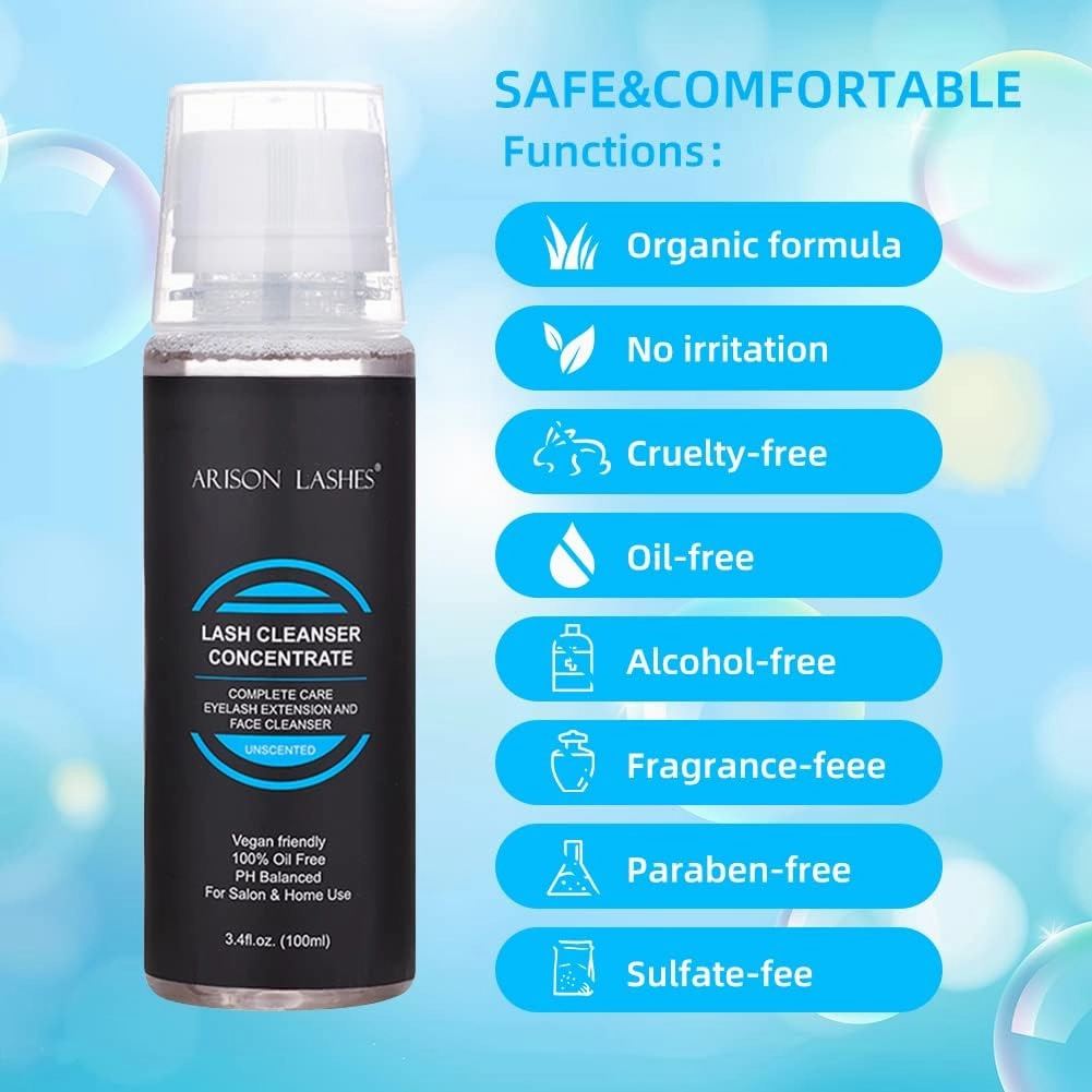 ARISON LASHES Lash Shampoo Concentrate for Lash Extensions Eyelash Cleanser Concentrate Oil-Free Eyelash Extension Shampoo with Salon Home Care(100ML Unscented)