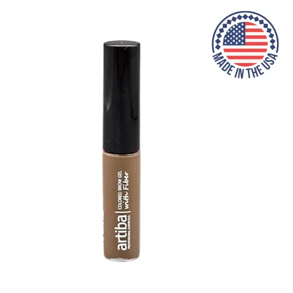 Artiba® Colored Eyebrow Gel with Fiber MADE IN USA - Fuller Brow instantly, Fills in sparse brows, Covers gray hairs and Long-lasting, Waterproof, Smudge proof, Cruelty Free (Medium Brown)