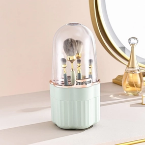 AVSMGP Makeup Brush Holder Organizer, 360° Rotating Pencil Pen Holder Cup, Desk Accessories, 18 Slot Make up Brushes Cup, for Storage Stand for Cosmetics Painting Pen Eyeliner or on The Vanity,Green
