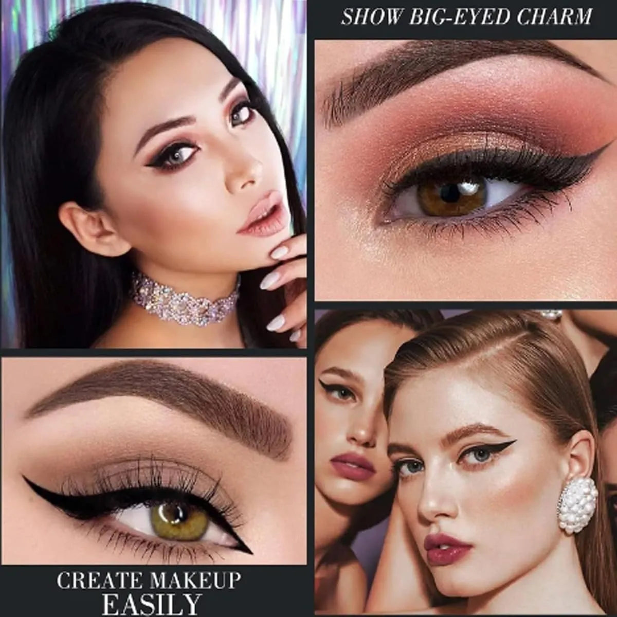 Ayky Long Wear Gel Eyeliner, Natural Black Eyeliner Cream Waterproof, Rationalu Gel Eyeliner, Smokey Eyeshadow Palette Stick Smudge Proof, Quick-Drying Matte, Create Statement Eye Look (4PCS)