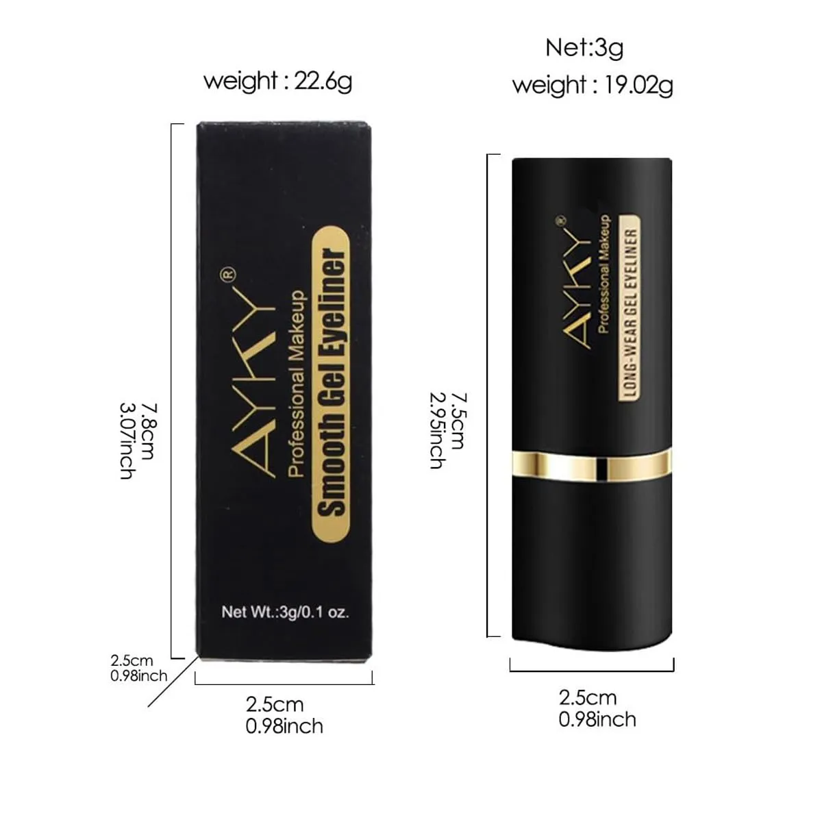 Ayky Long Wear Gel Eyeliner, Natural Black Eyeliner Cream Waterproof, Rationalu Gel Eyeliner, Smokey Eyeshadow Palette Stick Smudge Proof, Quick-Drying Matte, Create Statement Eye Look (4PCS)