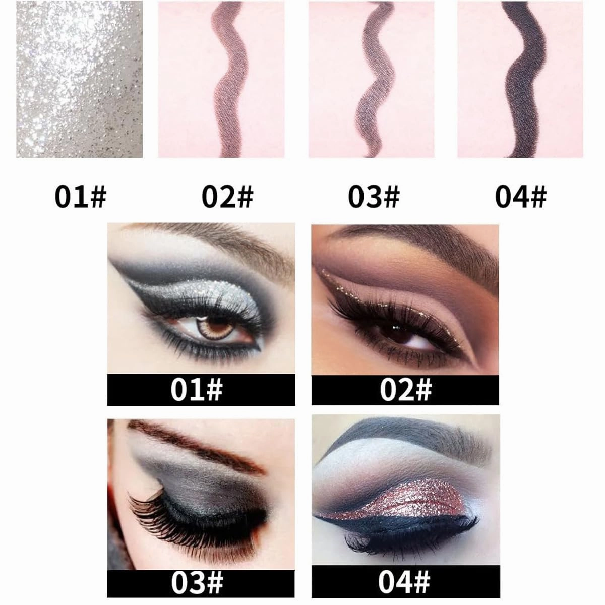 Ayky Long Wear Gel Eyeliner, Ayky Eyeliner, Natural Black Eyeliner Cream, Smokey Eyeshadow Palette Stick Smudge Proof, Quick-Drying Matte, Create Statement Eye Look (4PCS)