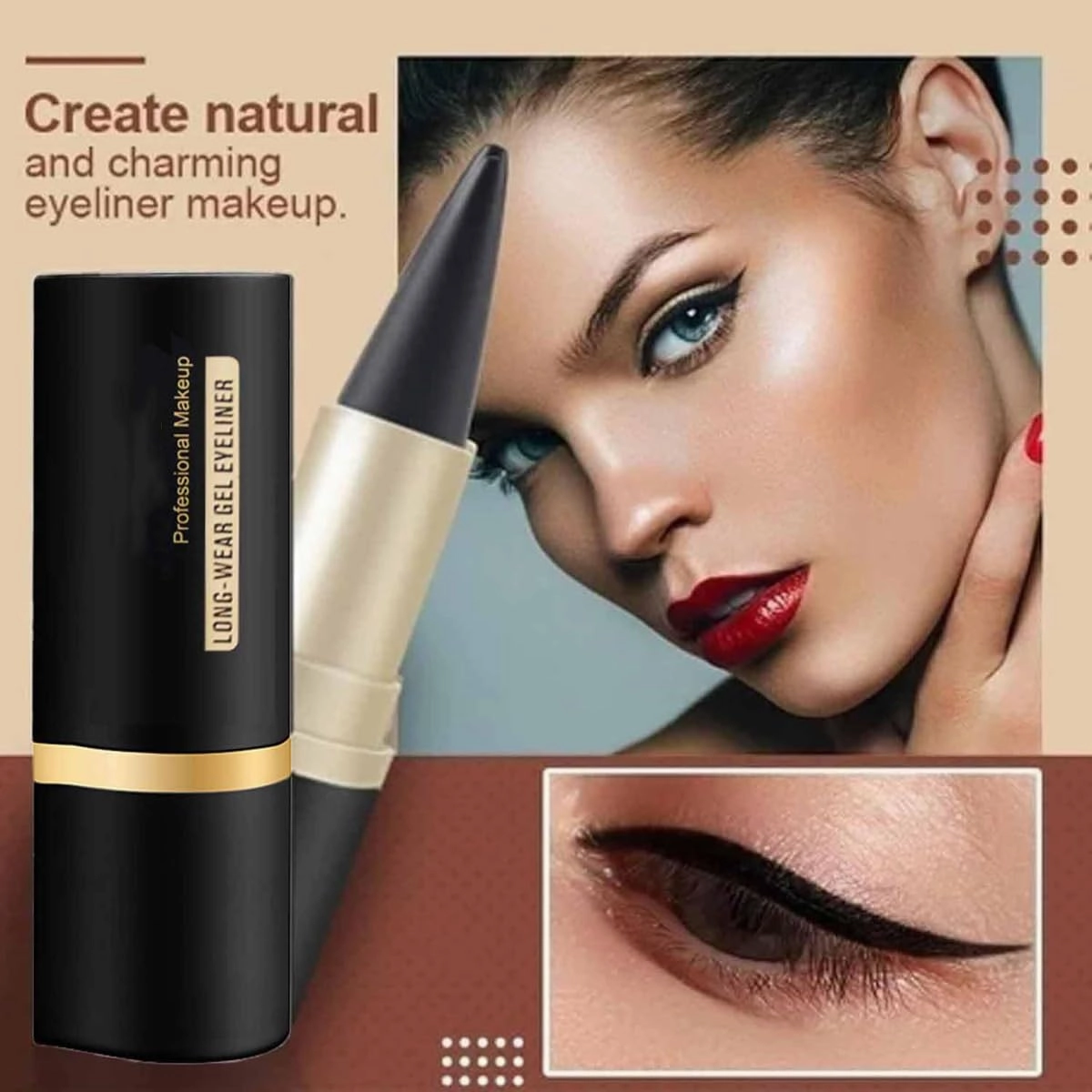 Ayky Long Wear Gel Eyeliner, Ayky Eyeliner, Natural Black Eyeliner Cream, Smokey Eyeshadow Palette Stick Smudge Proof, Quick-Drying Matte, Create Statement Eye Look (4PCS)