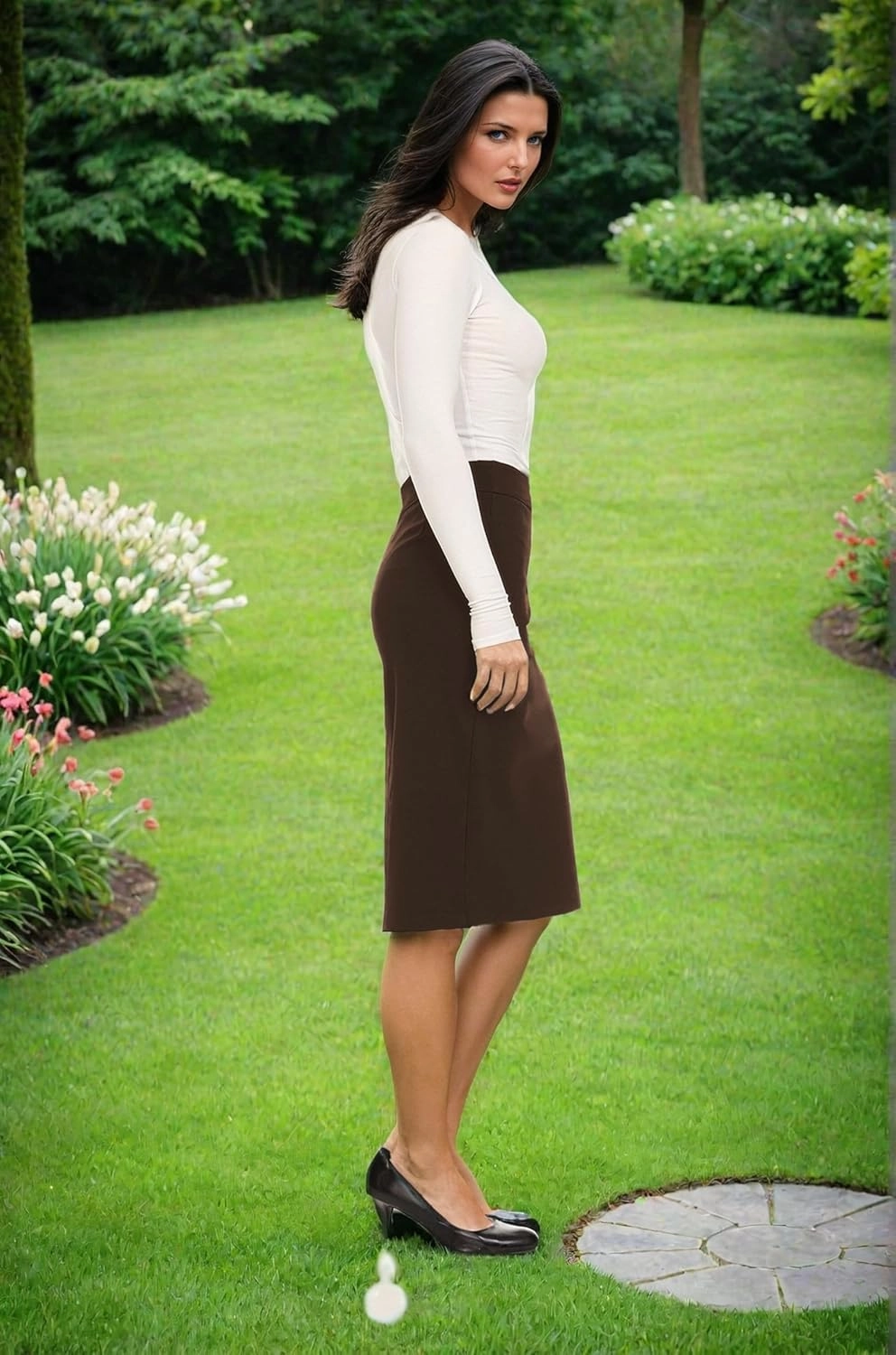 Baby'O Made in The USA Women's Pencil Skirt | Knee Length Pencil Skirt | Tailored Fit Bodycon Stretch Modest Pencil Skirts