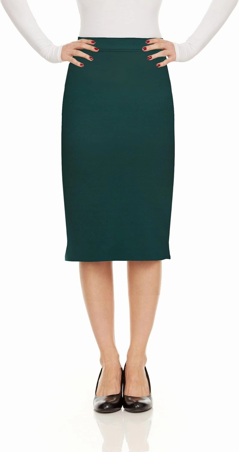Baby'O Made in The USA Women's Pencil Skirt | Knee Length Pencil Skirt | Tailored Fit Bodycon Stretch Modest Pencil Skirts