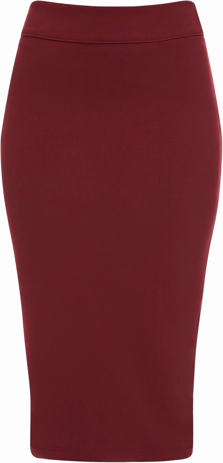 Baby'O Made in The USA Women's Pencil Skirt | Knee Length Pencil Skirt | Tailored Fit Bodycon Stretch Modest Pencil Skirts