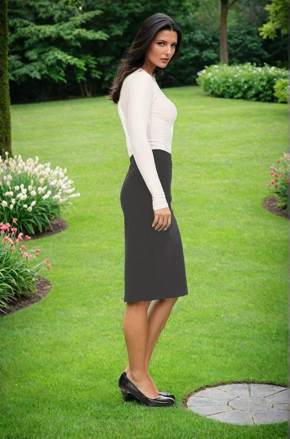 Baby'O Made in The USA Women's Pencil Skirt | Knee Length Pencil Skirt | Tailored Fit Bodycon Stretch Modest Pencil Skirts