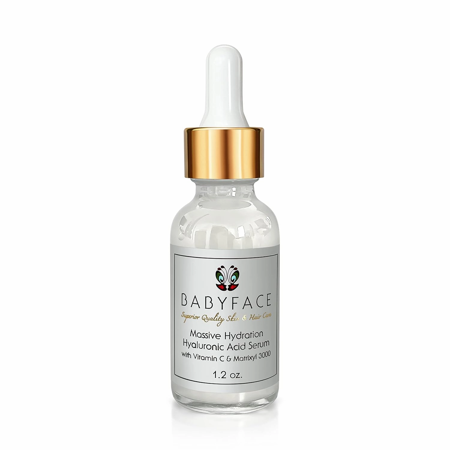 Babyface Massive Hydration Hyaluronic Acid Serum – Vitamin C, Matrixyl 3000 & Aloe for Intense Hydration, Fine Lines & Plump Skin (1.2 oz)