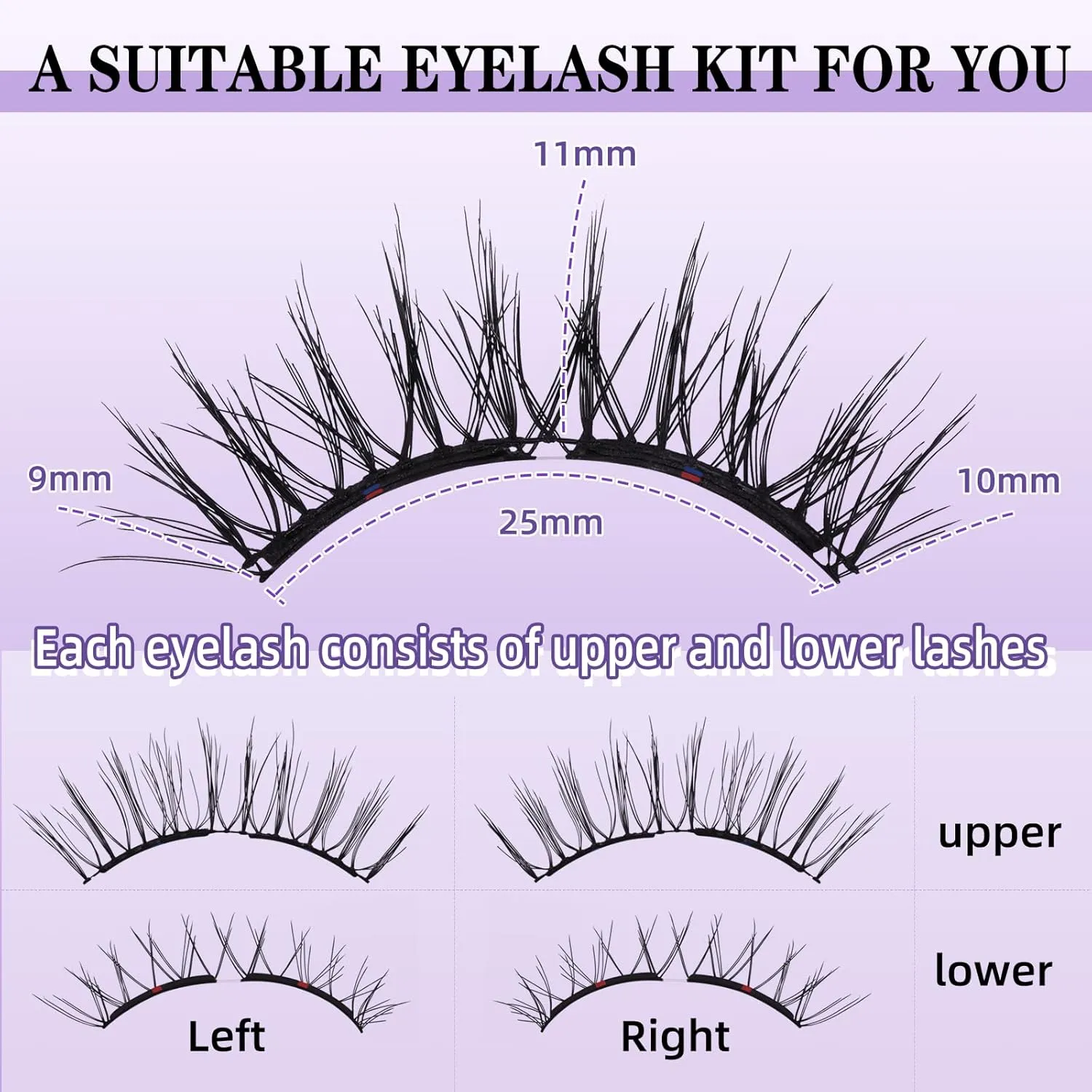 B&Qaugen Magnetic Eyelashes with Applicator M02 Soft Magnetic Eyelashes Natural Look Eyelashes Magnetics Lashes No Glue Needed Waterproof for All-Day Comfort(M02)