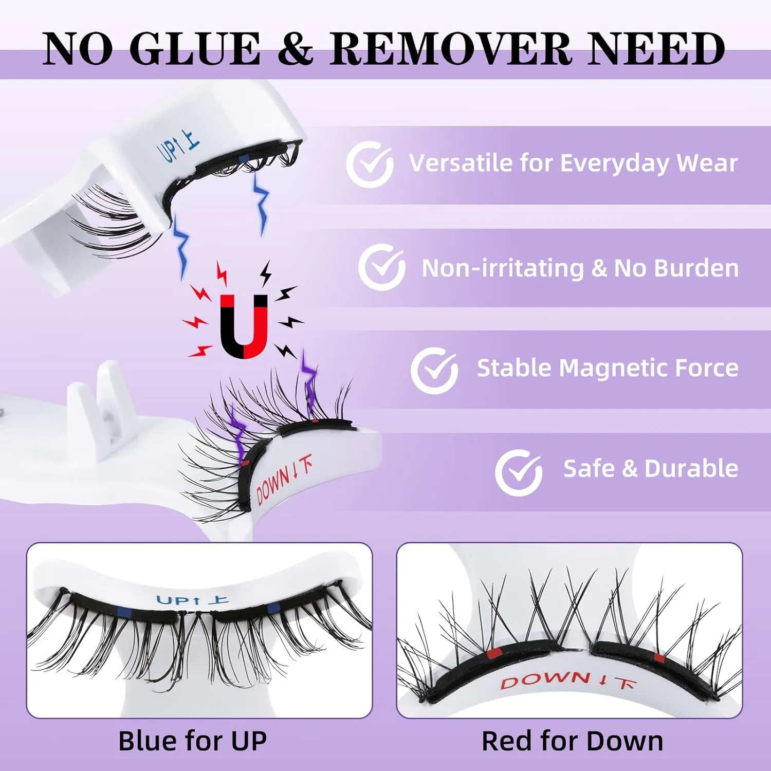 B&Qaugen Magnetic Eyelashes with Applicator M02 Soft Magnetic Eyelashes Natural Look Eyelashes Magnetics Lashes No Glue Needed Waterproof for All-Day Comfort(M02)