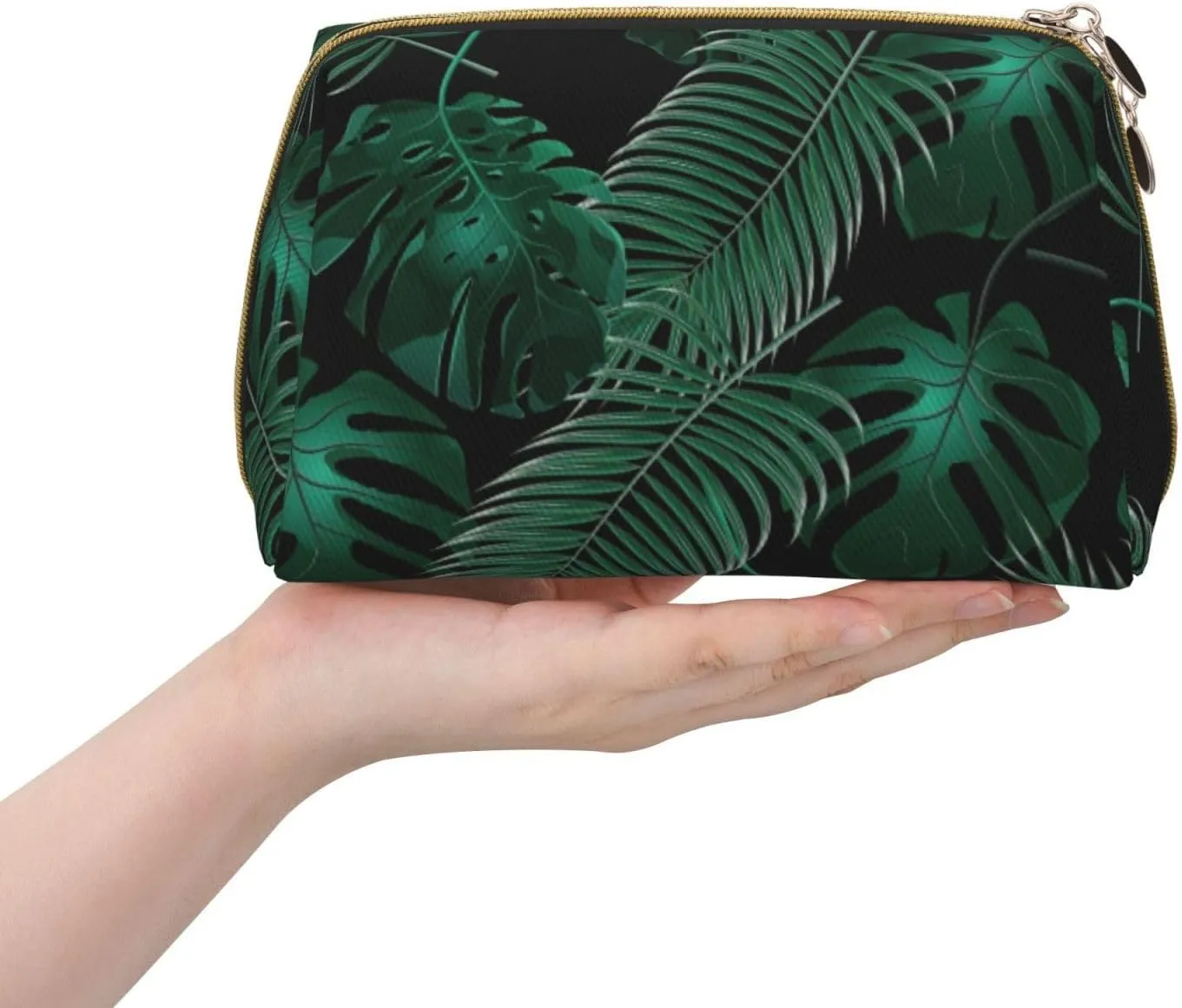 Banana Leaf Green Toiletry Pouch, Travel-Friendly Makeup Organizer For Makeup Brushes, Lipsticks