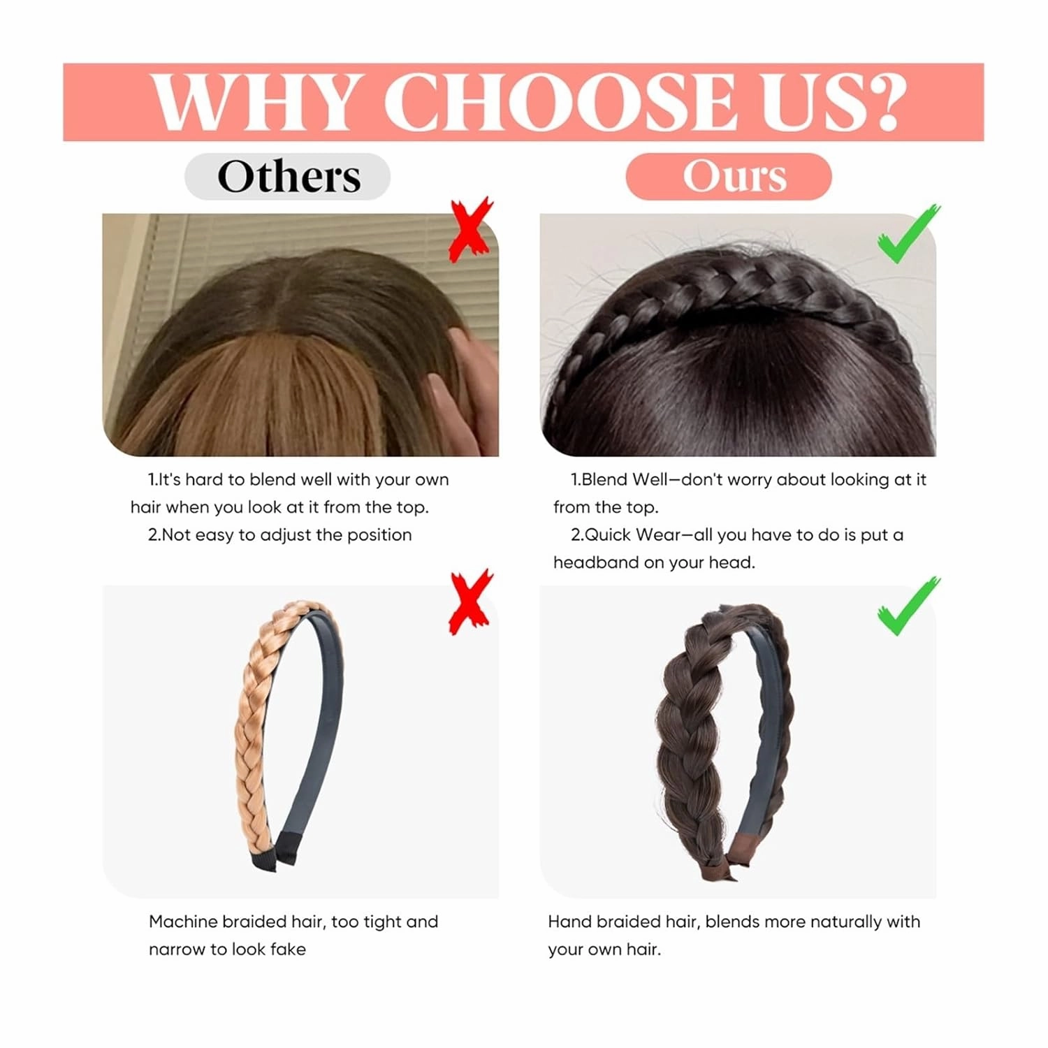 Bangs Hair Clip Synthetic Headband Bangs Extension Fake Hair Blunt Fringe with Long Sides for Women Natural False Black Brown Blonde Bang Clip in Bangs(Color:1B)