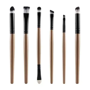 barenx 6pcs Soft Synthetic Eyeshadow Makeup Brush Kit for Eyeliner Eye Liner - Golden Black