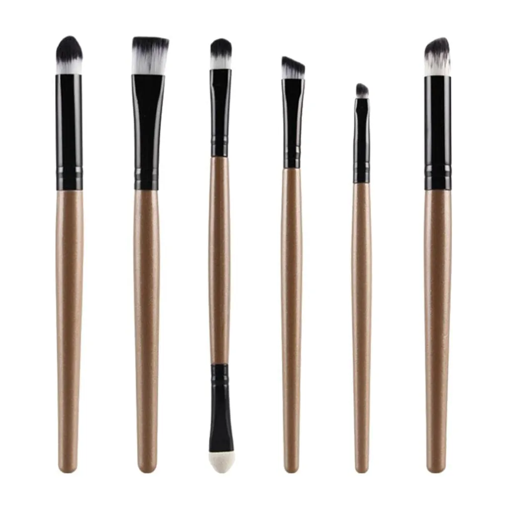 barenx 6pcs Soft Synthetic Eyeshadow Makeup Brush Kit for Eyeliner Eye Liner - Golden Black