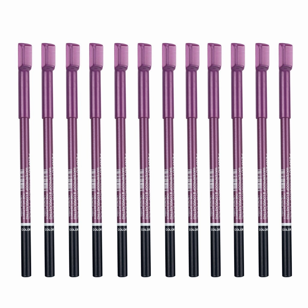 barenx 12 Pieces Beauty Eyebrow Pencil with Brow Brush, Waterproof Eye Brow Tattoo Makeup Cosmetic Tool - Dark Brown
