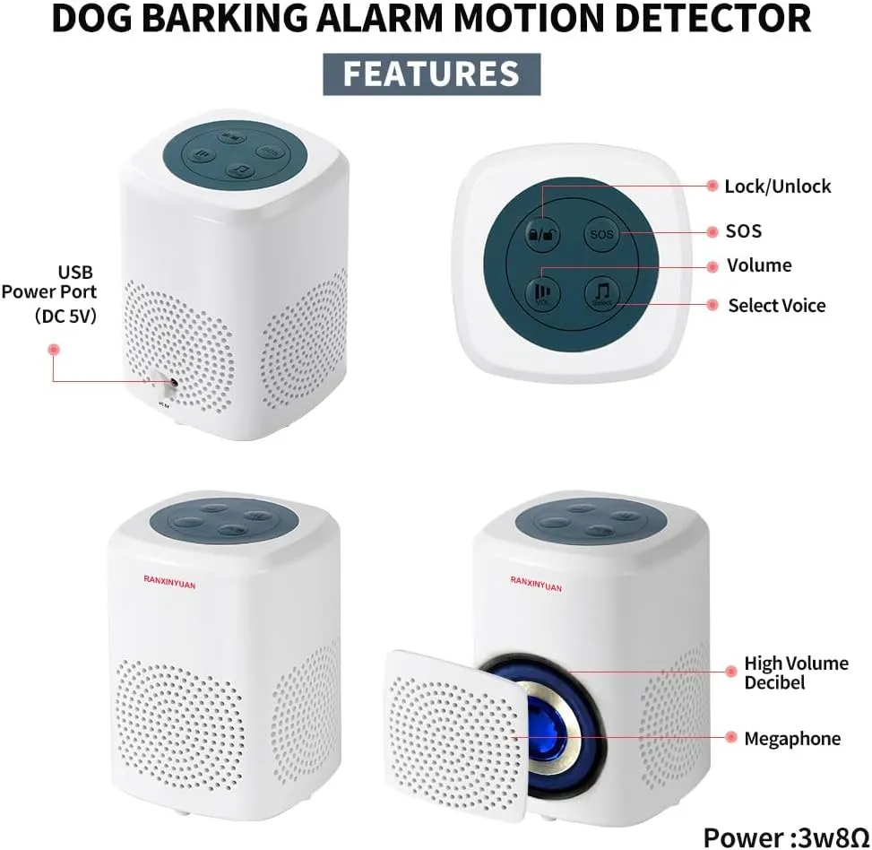 Barking Dog Motion Sensor-Pir Human Body Dog Barking Alarm Realistic Wireless Loud 1000Ft Door Chimes Home Security 1 Receiver 1 Motion Dectector Driveway Alarm Kit…