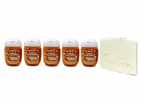 Bath & Body Works Pumpkin Pecan Waffles 5 Pack Hand Gel Bundle with a Natural Oats Sample Soap