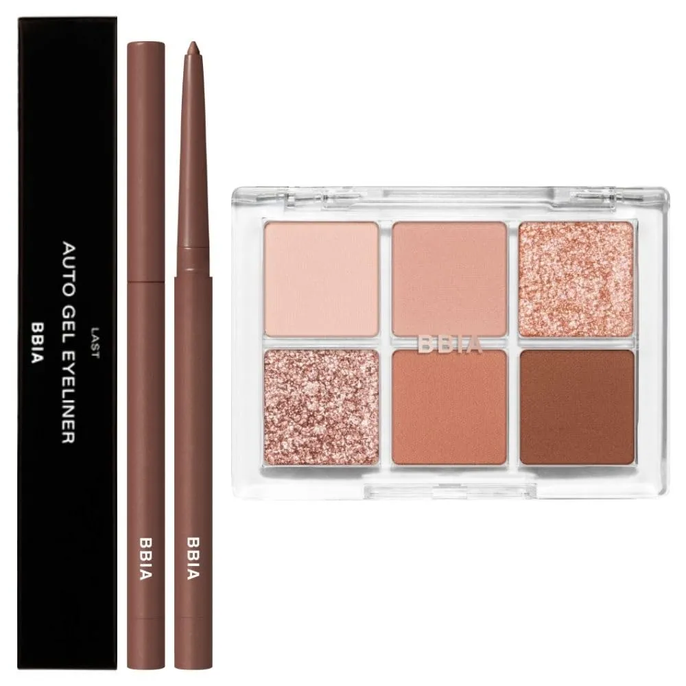 BBIA Last Auto Gel Eyeliner (03 ROSE BROWN)   Ready To Wear Eye Palette (03 DRY FLOWER) Bundle Set