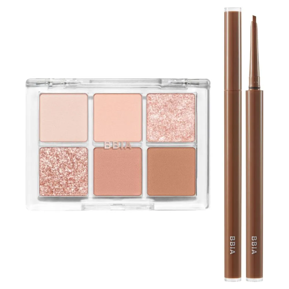 BBIA Ready To Wear Eye Palette (01 NUDE BLUSH)   Last Auto Gel Eyeliner SLIM (S5 SOUL BROWN) Bundle Set