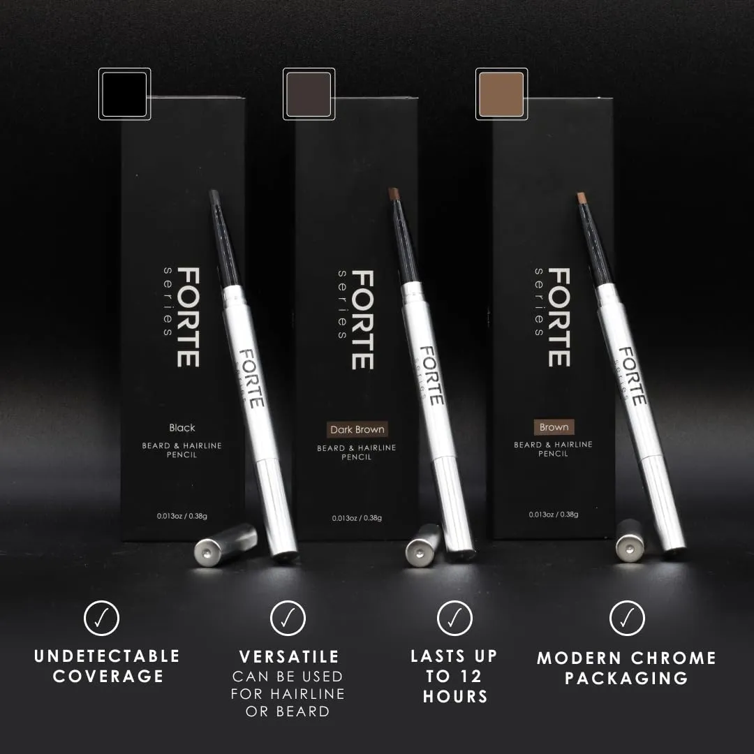Beard and Hairline Shaper by Forte Series, Smudge-Resistant Wax, Precision Brush, Sleek Travel Packaging (Black)